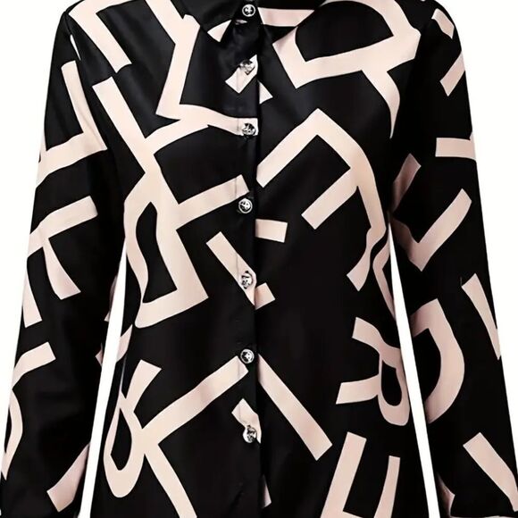 Contrast Print Blouse Long Sleeve 2XL (14) - Picture 3 of 3